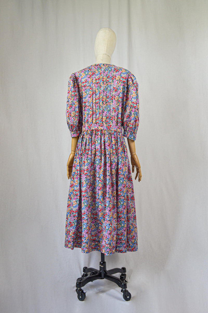 ANNA - 1980s Rare Anna Roose Liberty Print Dress - Size S/M