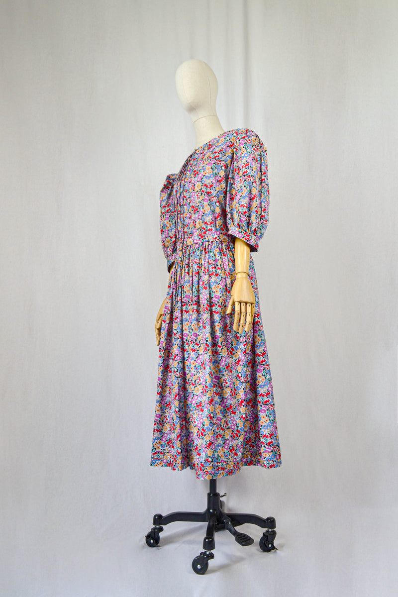 ANNA - 1980s Rare Anna Roose Liberty Print Dress - Size S/M