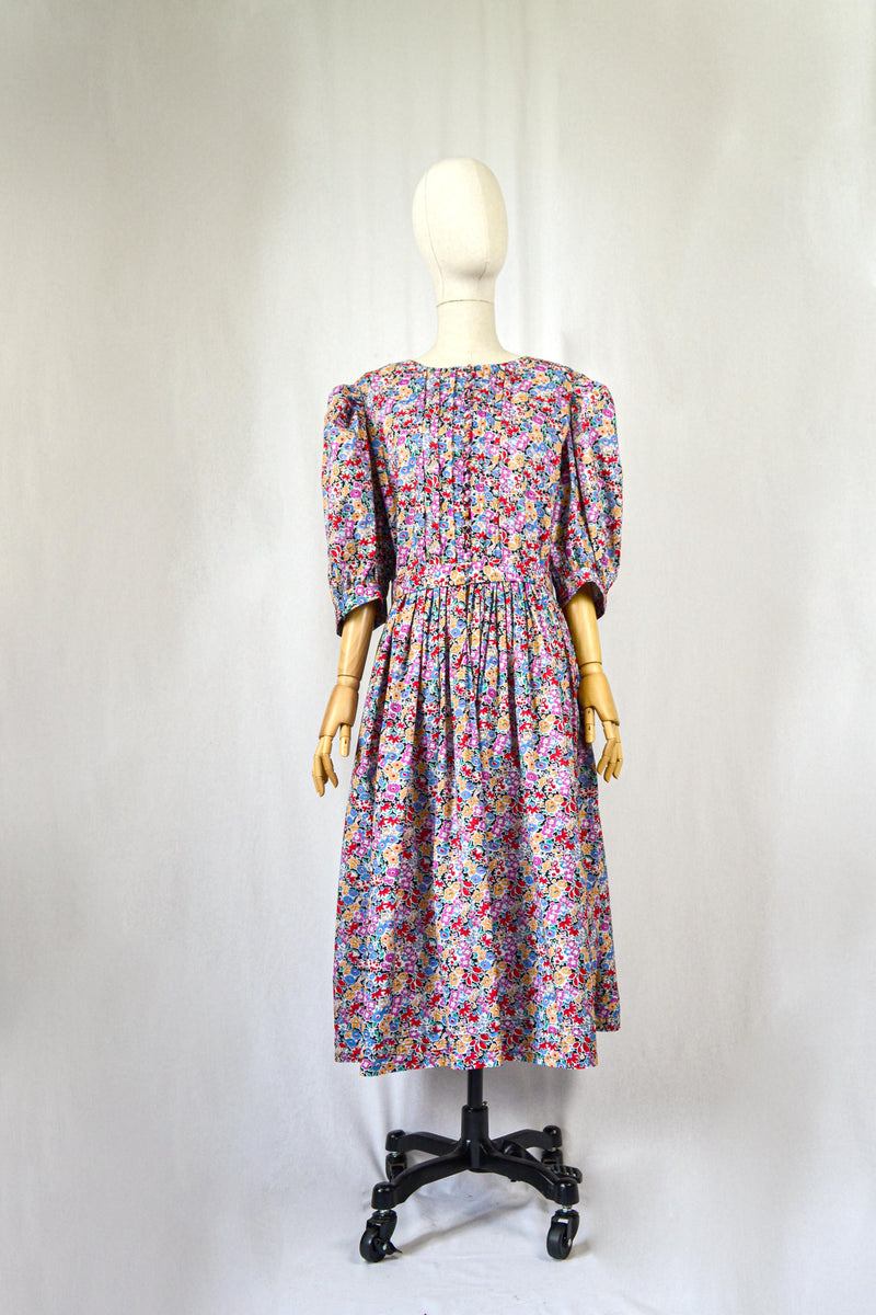 ANNA - 1980s Rare Anna Roose Liberty Print Dress - Size S/M