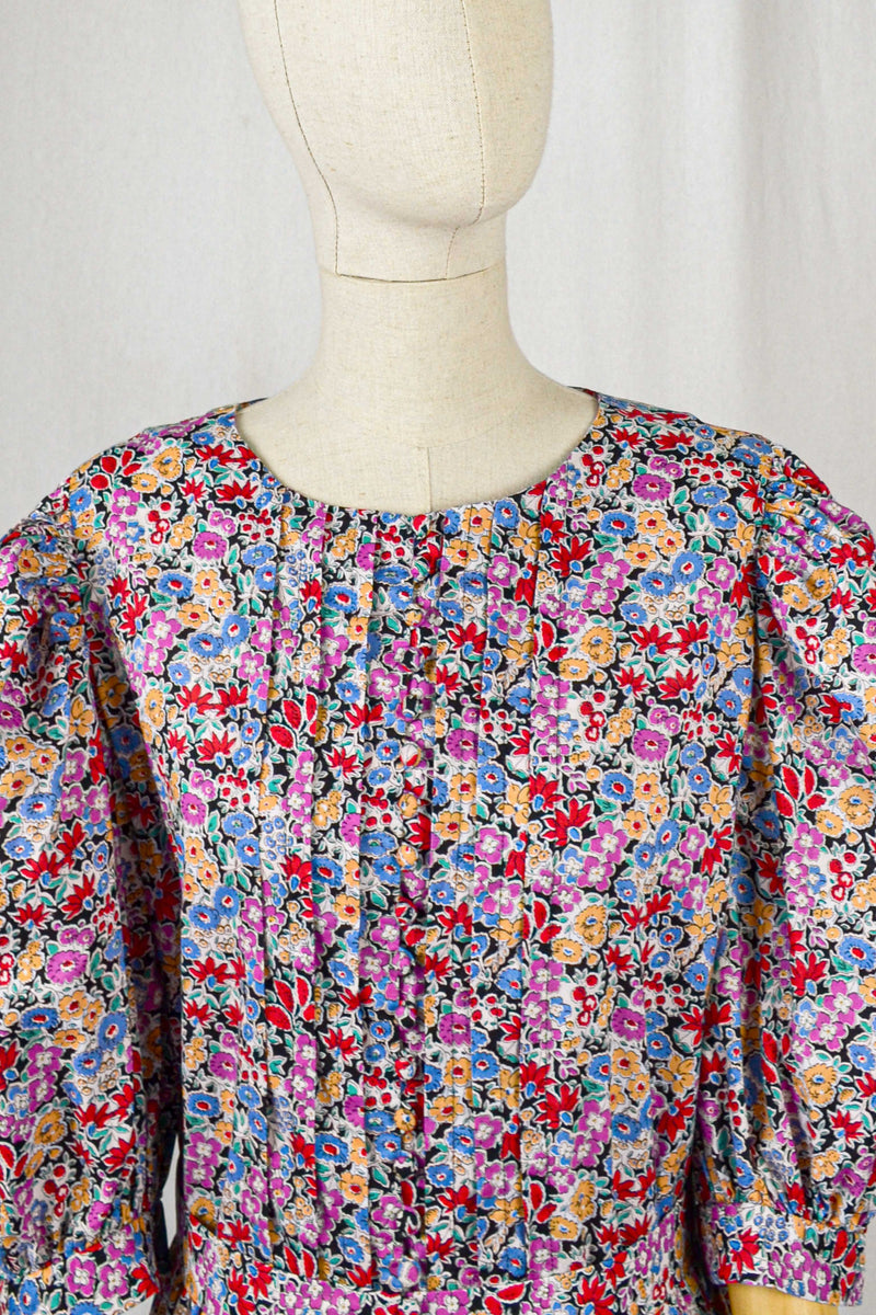 ANNA - 1980s Rare Anna Roose Liberty Print Dress - Size S/M