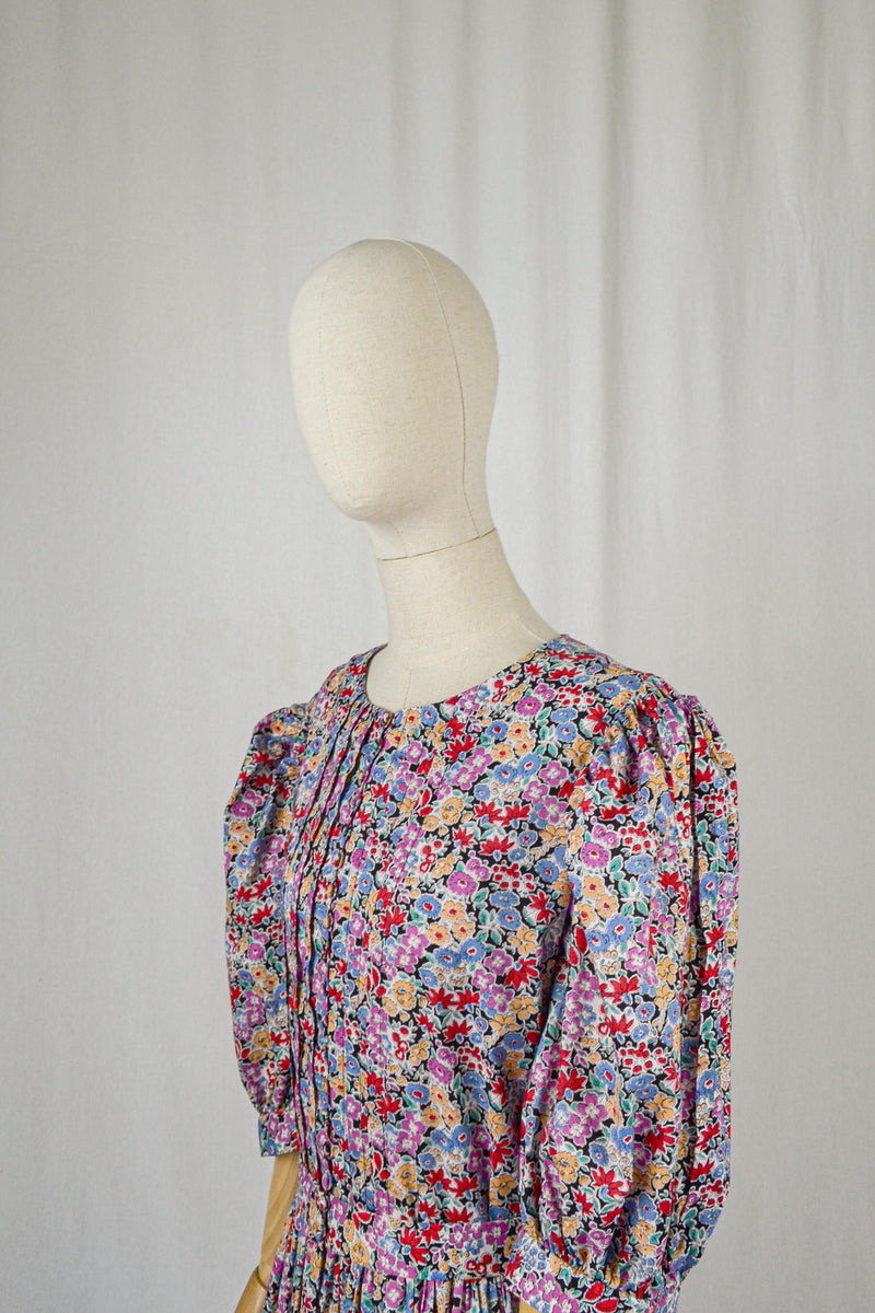 ANNA - 1980s Rare Anna Roose Liberty Print Dress - Size S/M