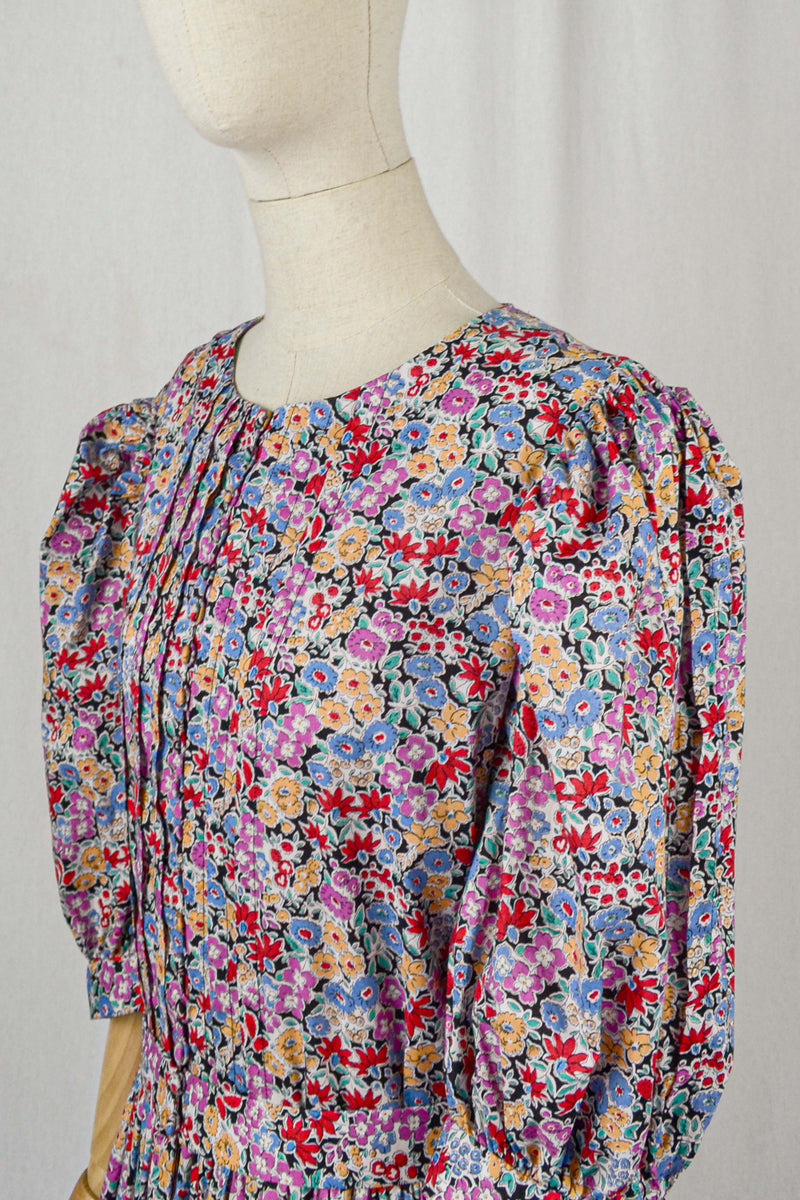 ANNA - 1980s Rare Anna Roose Liberty Print Dress - Size S/M