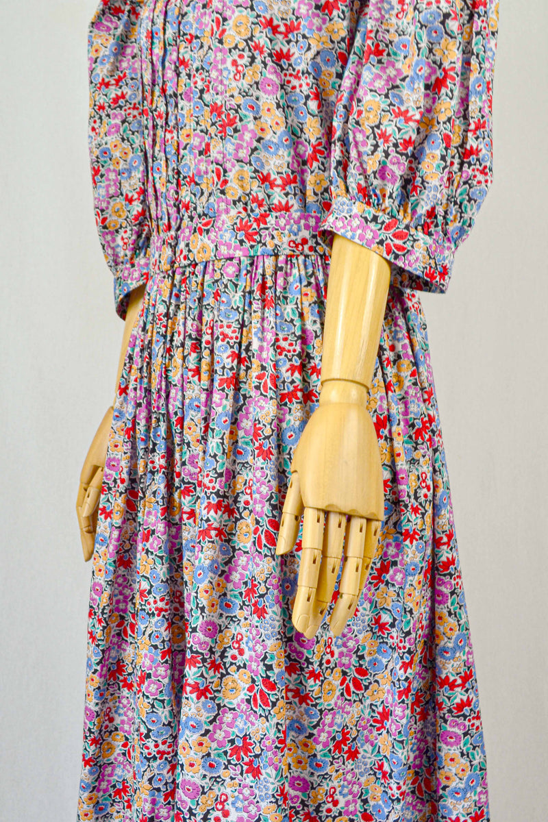 ANNA - 1980s Rare Anna Roose Liberty Print Dress - Size S/M