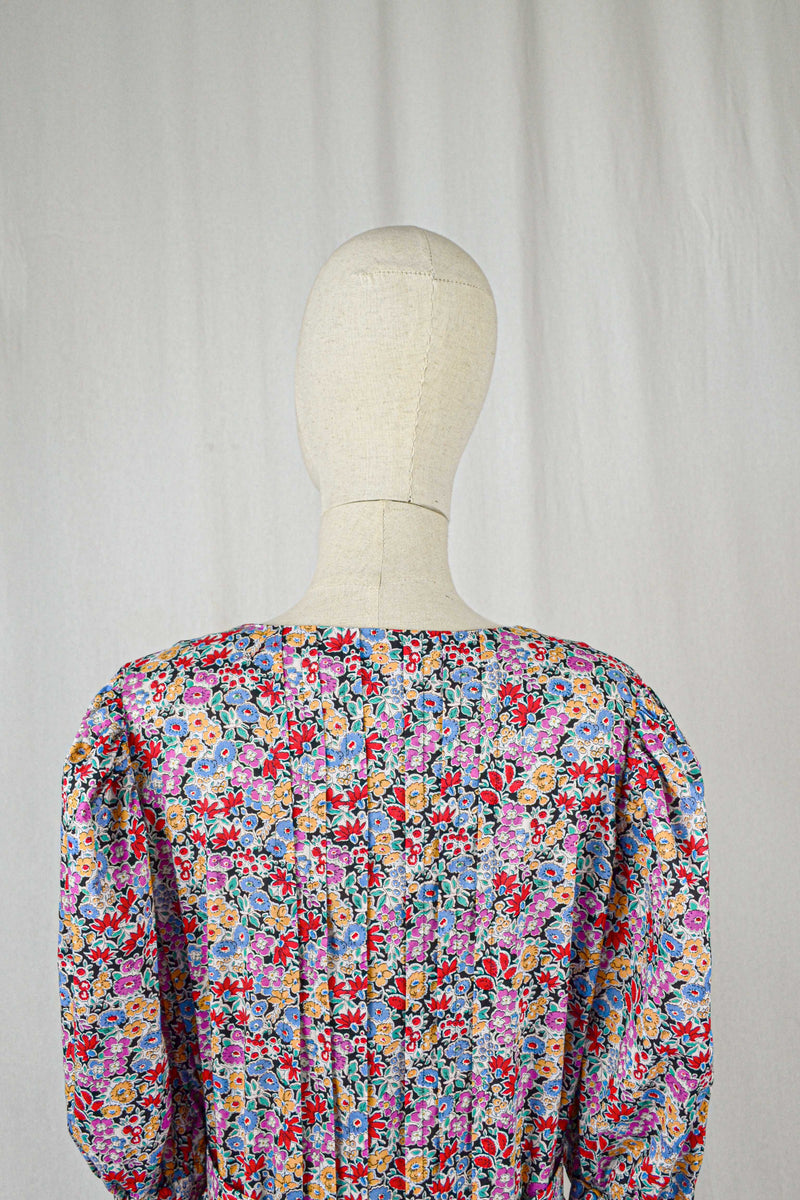 ANNA - 1980s Rare Anna Roose Liberty Print Dress - Size S/M