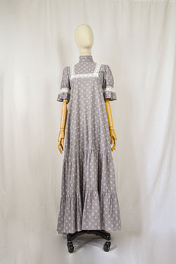 MAY IN PARIS - 1970s Vintage Laura Ashley Ditsy Floral Maxi Dress - Size XS/S