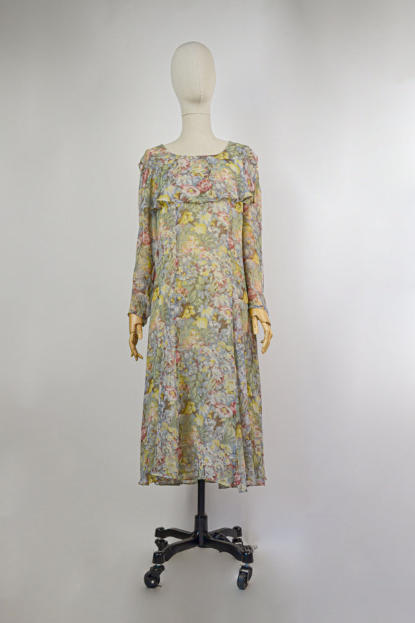 AQUARELLE - 1990s Vintage Cacharel Floral Silk - Size S/M