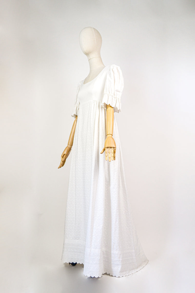 A SWEET HARMONY - 1990s Vintage Laura Ashley Empire Waist Bridal Dress - Size M