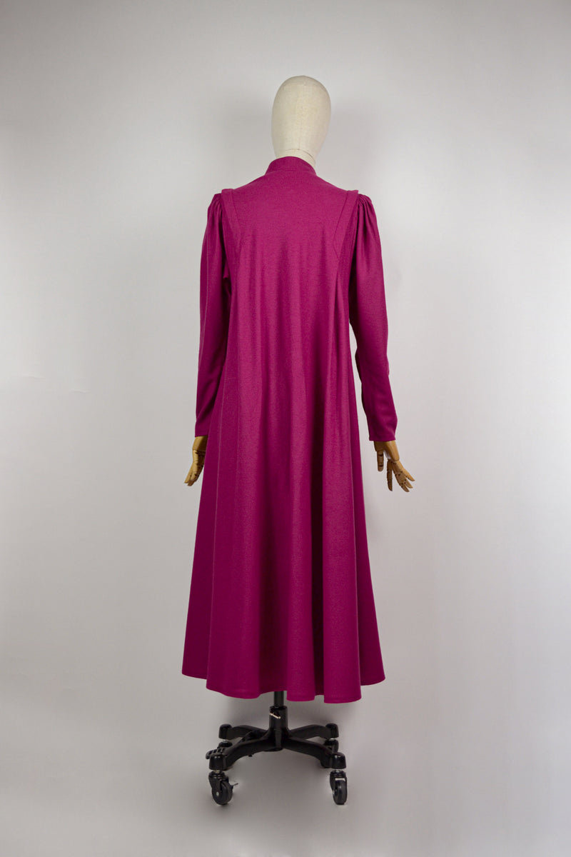 BEAUTYBERRY - 1980s Vintage Gerard Darel Fuchsia Wool Dress - Size S