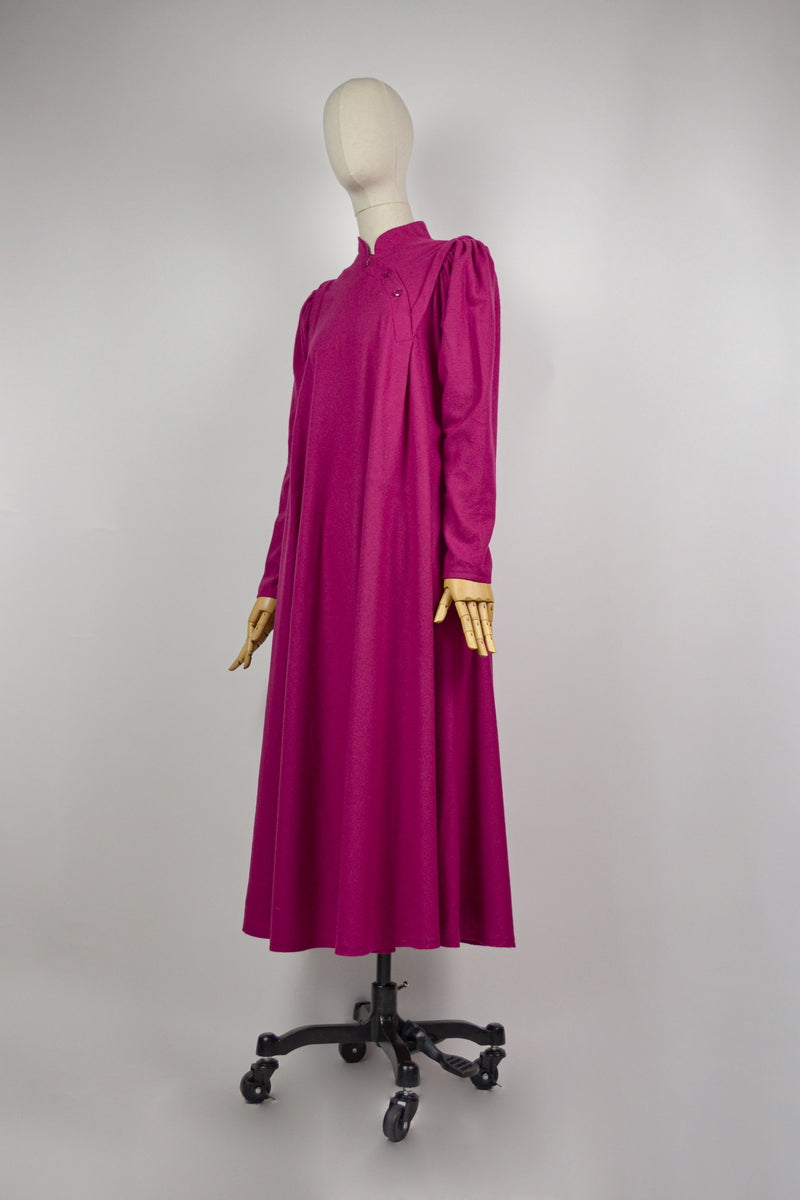 BEAUTYBERRY - 1980s Vintage Gerard Darel Fuchsia Wool Dress - Size S