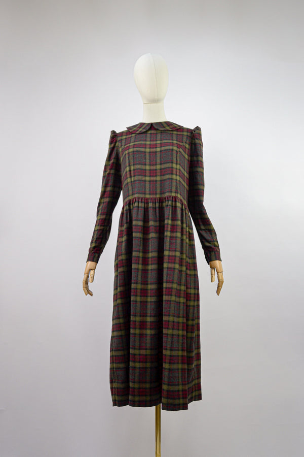 BLACKJACK - 1980s Vintage Laura Ashley Check Prairie Dress - Size M/L