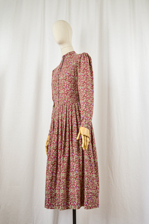 BLUEBERRIES - 1970s Vintage Laura Ashley Dress - Size S