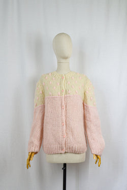 BLUSH - 1980s Vintage Mohair Popcorn Knit Cardigan - Size S/M
