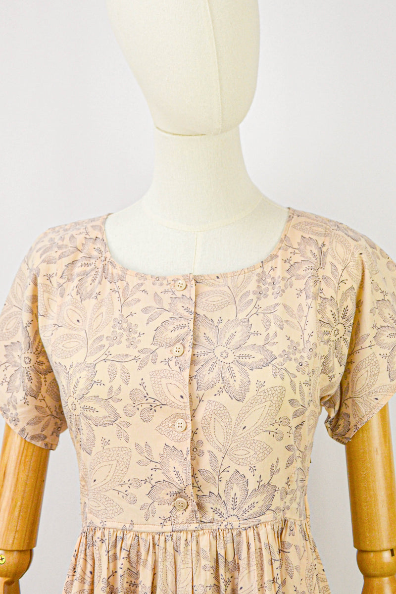 BUCKWHEAT - 1970s Vintage Cacharel Cotton Floral Dress - Size S/M