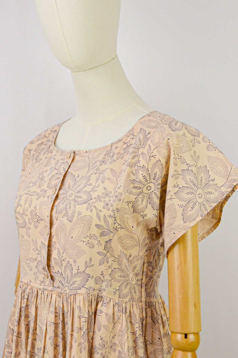 BUCKWHEAT - 1970s Vintage Cacharel Cotton Floral Dress - Size S/M