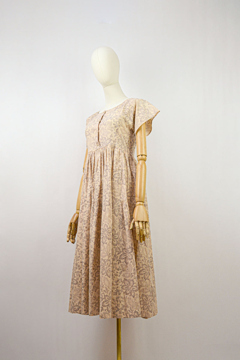BUCKWHEAT - 1970s Vintage Cacharel Cotton Floral Dress - Size S/M