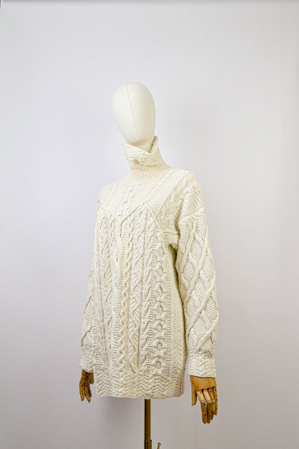 CAFE CRÈME - 1990s Vintage Laura Ashley Aran Knit Style Jumper - Size S