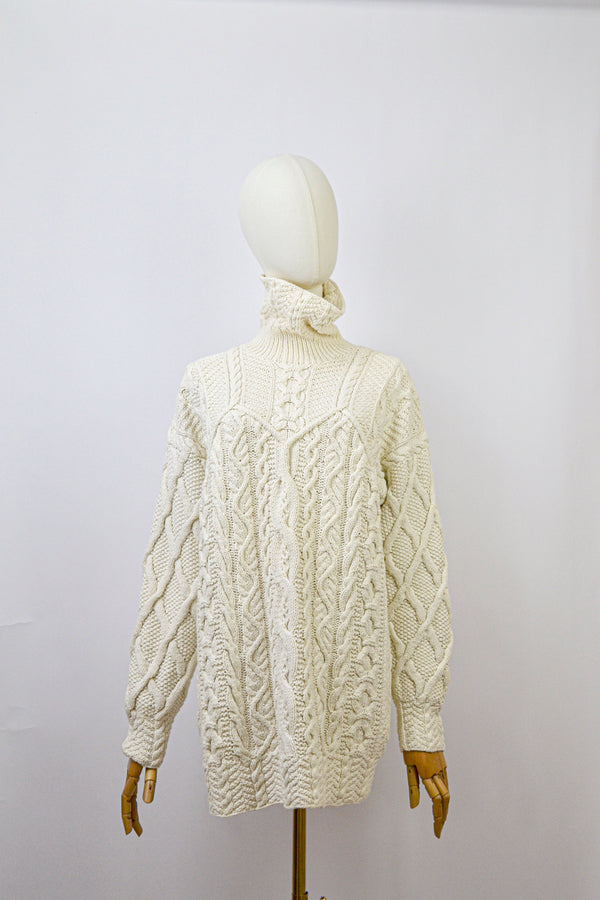 CAFE CRÈME - 1990s Vintage Laura Ashley Aran Knit Style Jumper - Size S