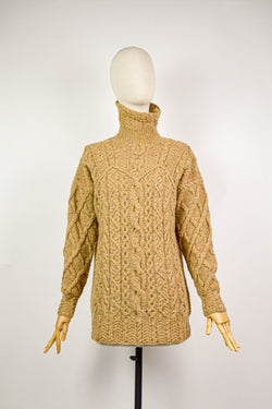 CARAMEL - 1990s Vintage Laura Ashley Cable knit Jumper - Size S