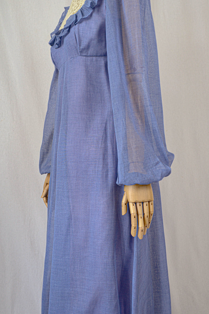 CORNFLOWER - 1970s Vintage Richard Shops Maxi Dress - Size S