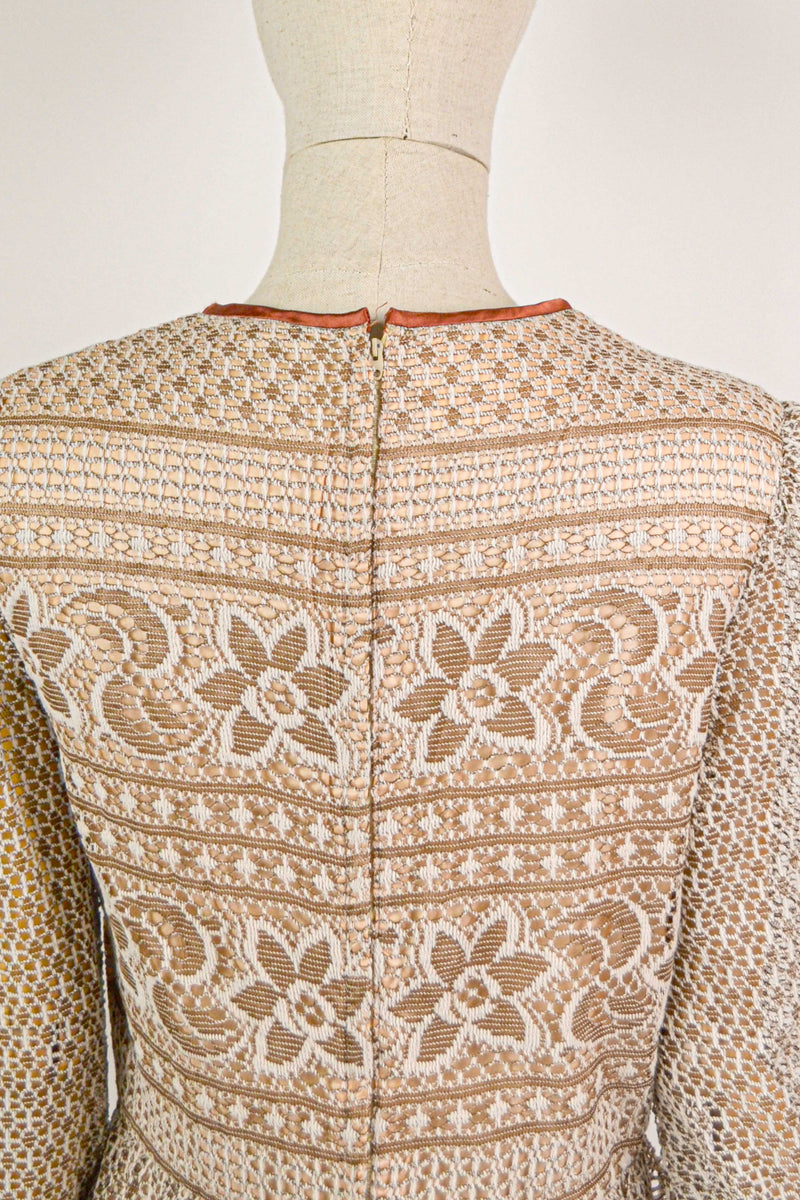 COUNTRY LATTICE - 1970s Vintage Dollyrockers Lace Paririe Dress - Size M