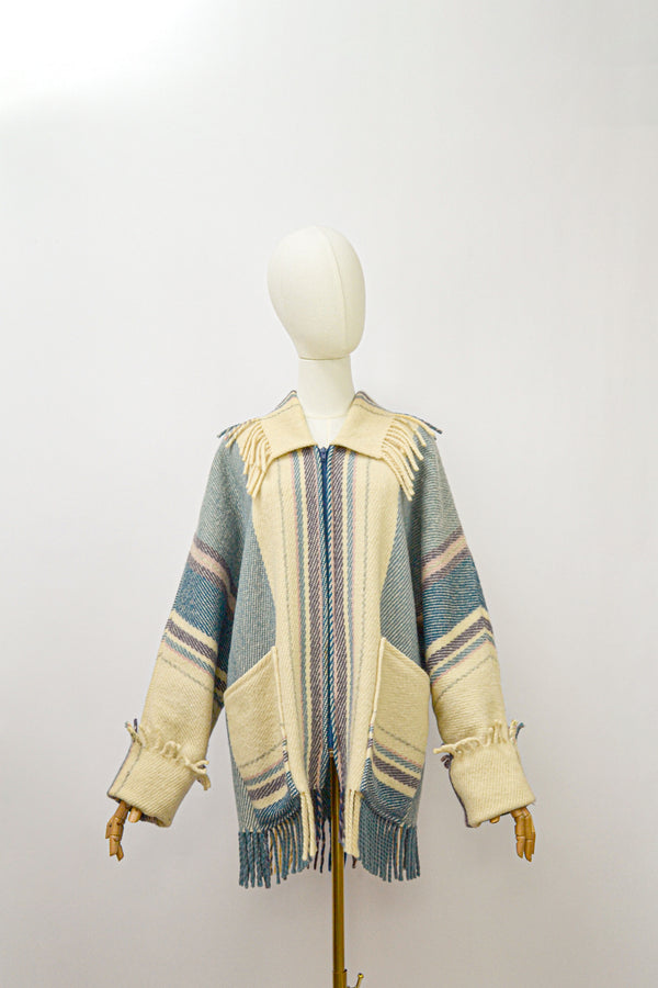 COZY MOMENTS - 1970s  Laplander Fringed Wool Jacket - Size S/M