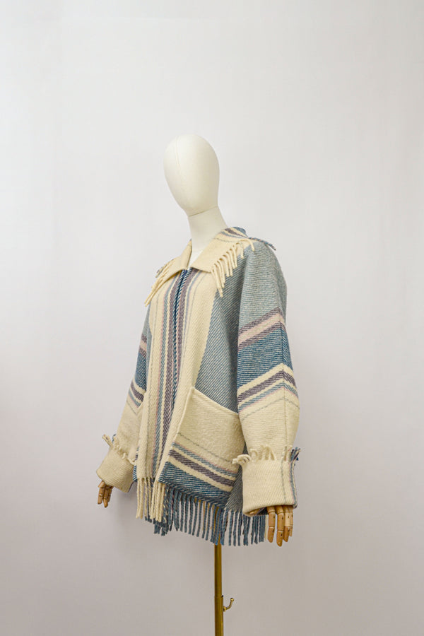 COZY MOMENTS - 1970s  Laplander Fringed Wool Jacket - Size S/M