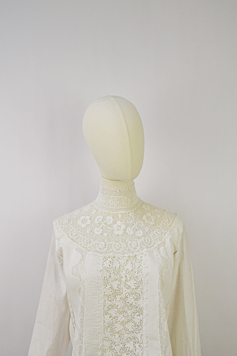 CREME DE LA CREME - Antique Cotton Lace Blouse - Size S