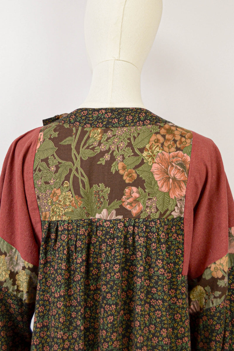 CROSCOMIA - 1980s Vintage Anastasia Paris Patchwork Midi Dress - Size S/M