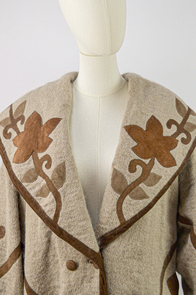 CUDDLE - 1980s Vintage Mohair Embroidered Coatigan - M/L