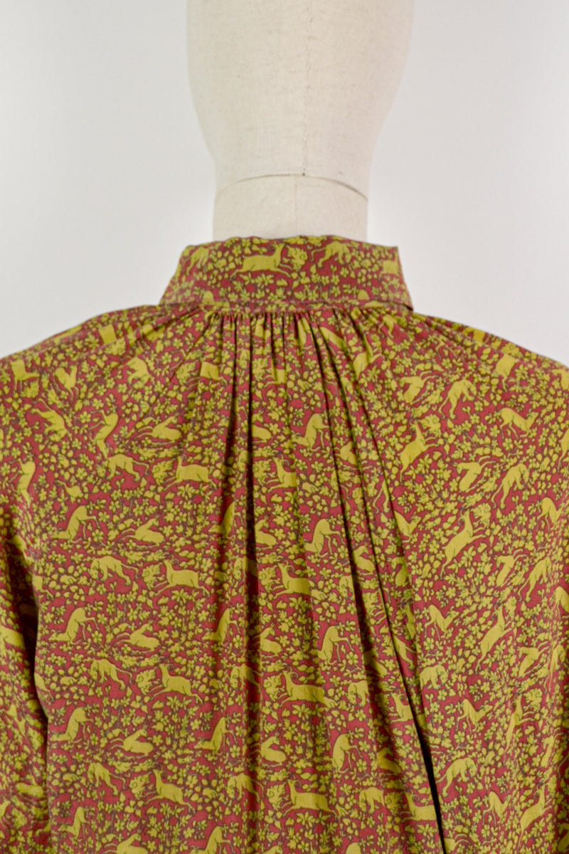 DEER & FOX - 1980s Vintage Michele Domercq Paris Silk Dress - Size M