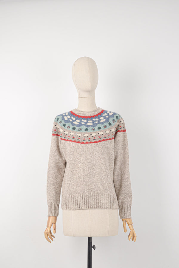 DOLLY - 1990s Vintage Eddie Bauer Sheep. Wool Jumper - Size S