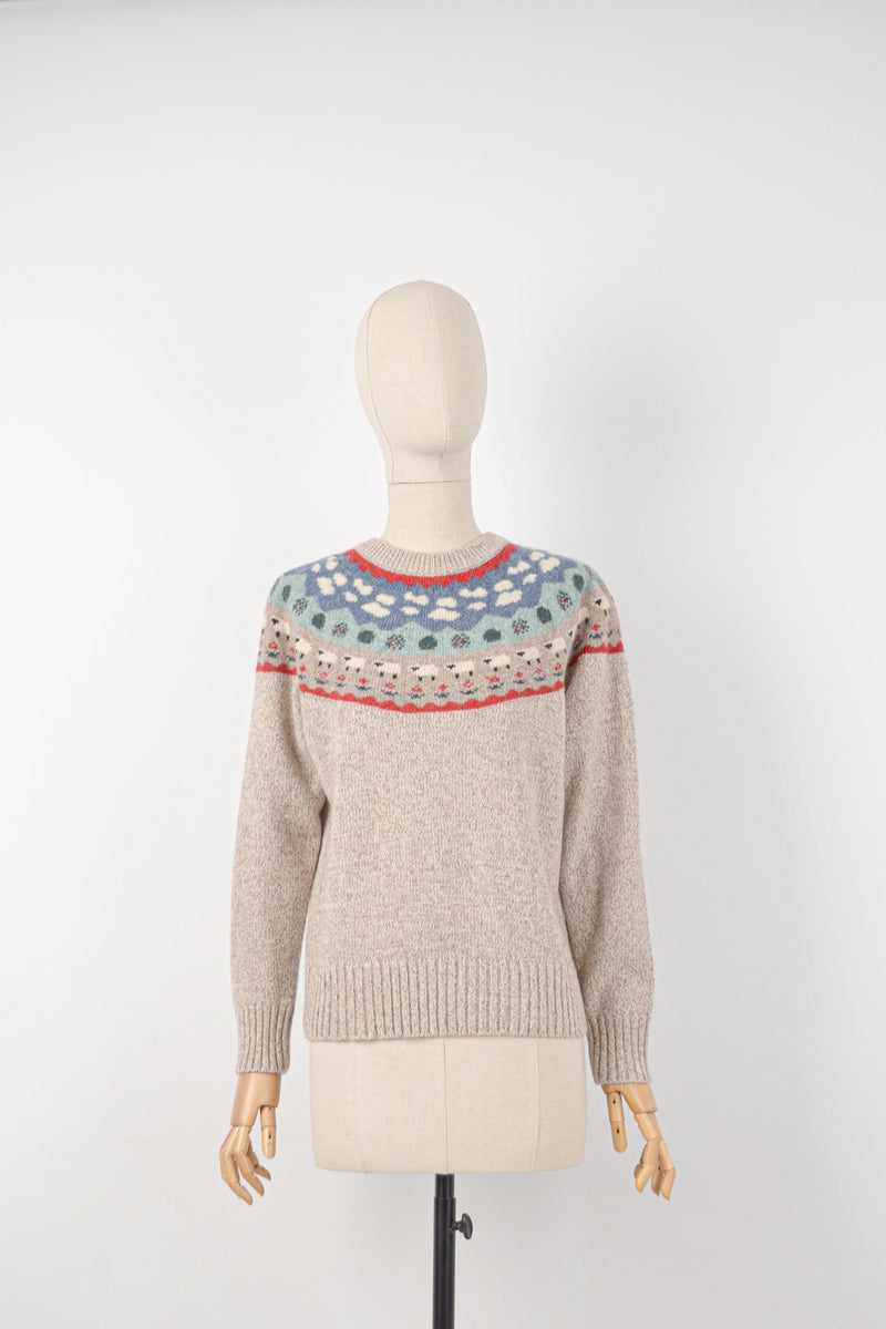 DOLLY - 1990s Vintage Eddie Bauer Sheep. Wool Jumper - Size S