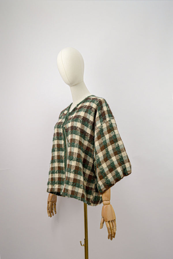 IVY - 1980s Vintage Check Cropped Jacket - Size S/M