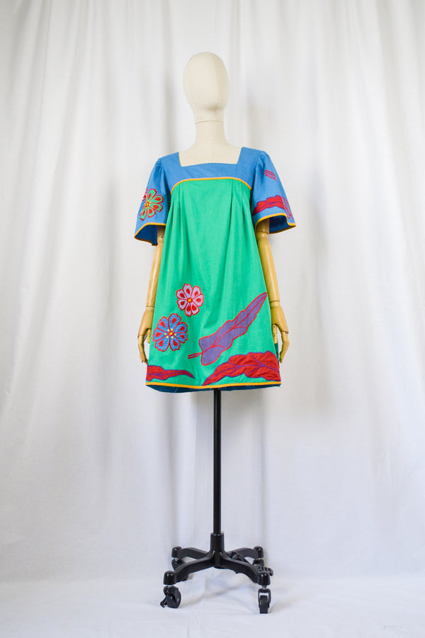 EXOTIC - 1980s Vintage Colorblocking Saybury Dress - Size S