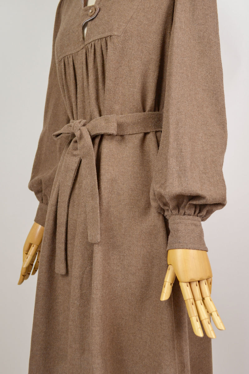 FAWN - 1970s Vintage Wallis Brown Dress - Size S
