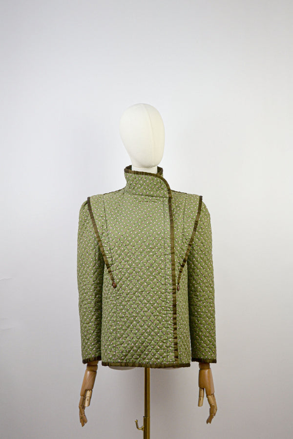 FERN - 1980s Vintage Handmade Quilted jacket - Size XS/S