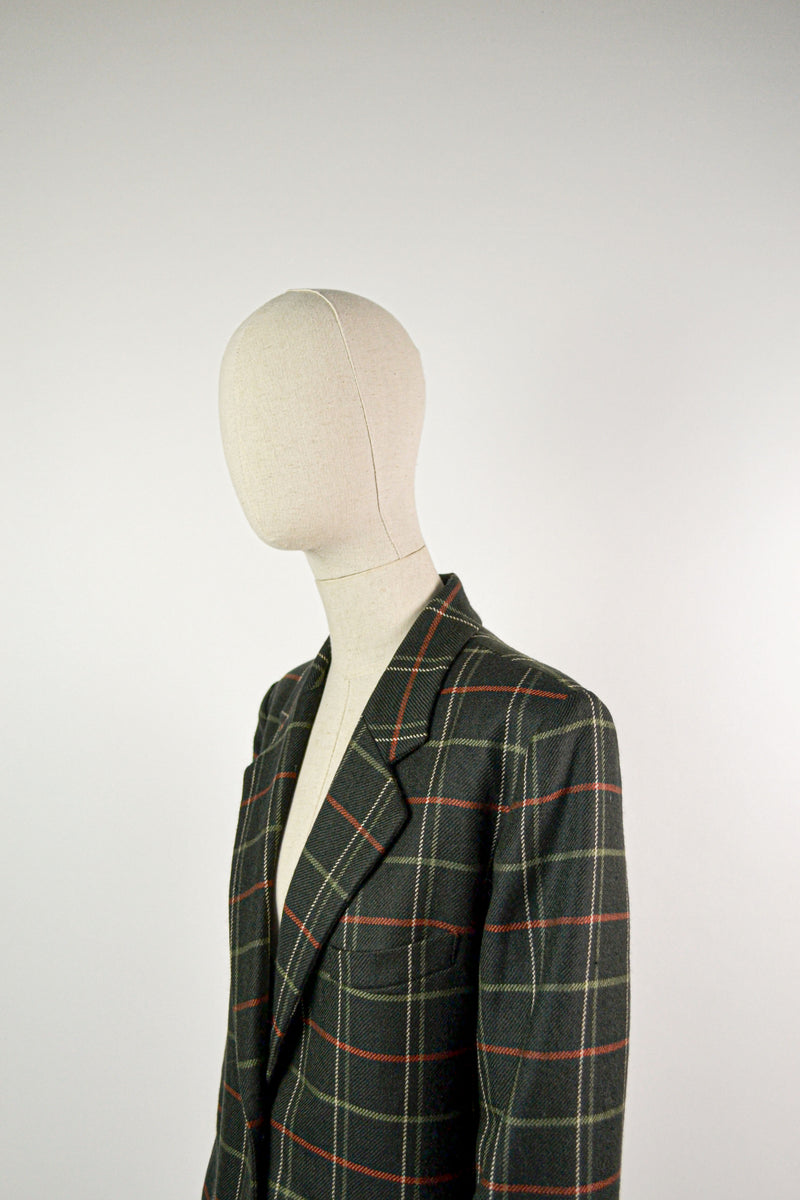 FLANEL - 1990s Vintage Cacharel Anthracite check jacket - Size M