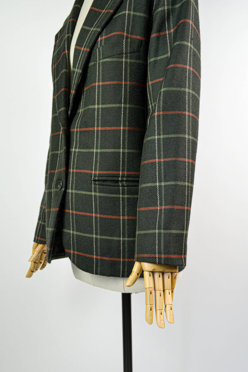 FLANEL - 1990s Vintage Cacharel Anthracite check jacket - Size M