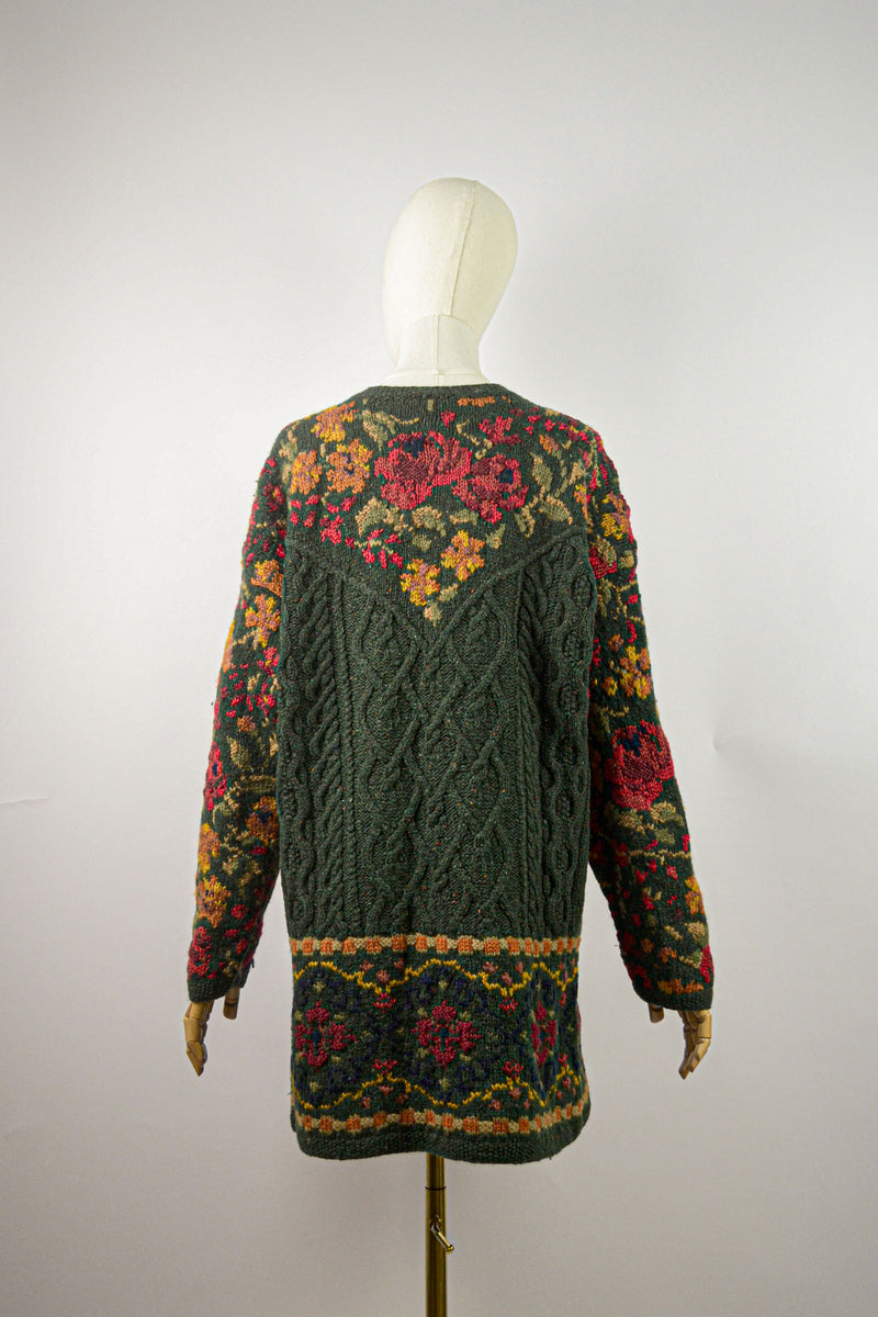 FLORAL BLISS -  1990s Vintage Laura Ashley Embroidered jumper - Size M/L