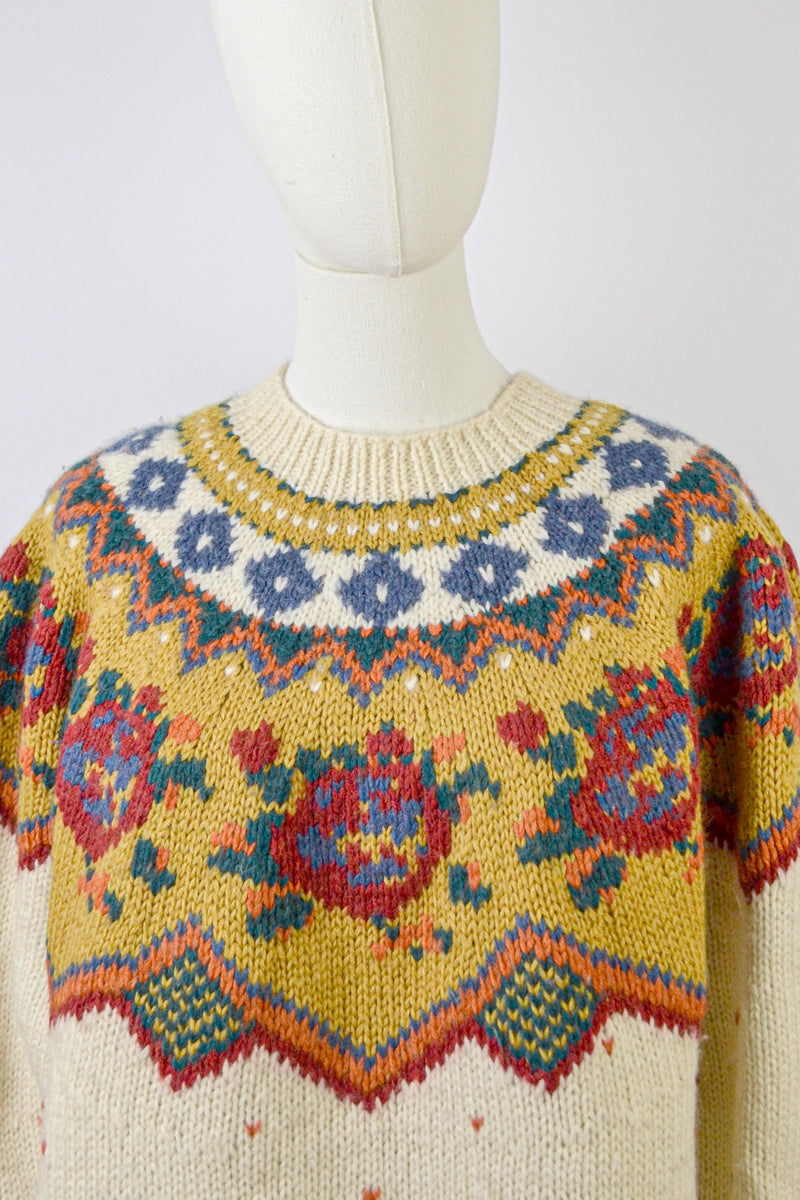 FOLK GARDEN - 1980s Vintage Tricobel Wool Jumper - Size S/M