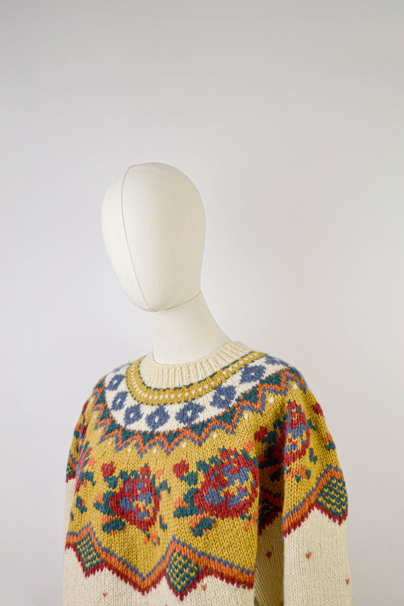 FOLK GARDEN - 1980s Vintage Tricobel Wool Jumper - Size S/M