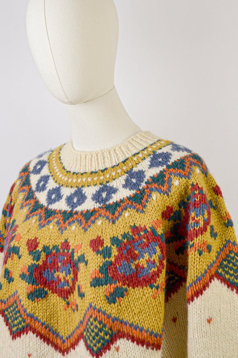 FOLK GARDEN - 1980s Vintage Tricobel Wool Jumper - Size S/M