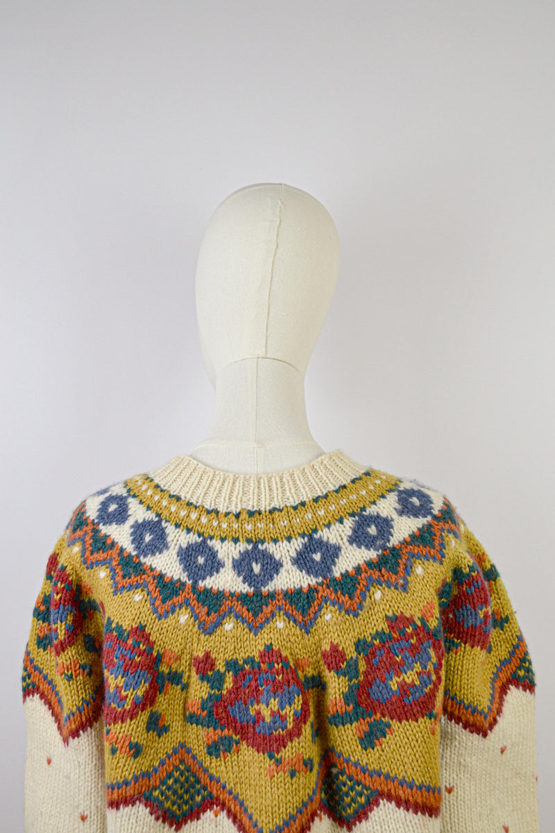 FOLK GARDEN - 1980s Vintage Tricobel Wool Jumper - Size S/M