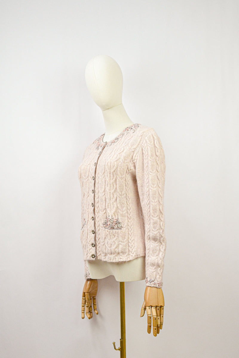 FREESIA - 1990s Vintage Wolkenstricker Embroidered Cardigan - Size S/M