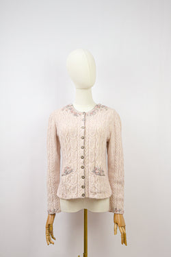 FREESIA - 1990s Vintage Wolkenstricker Embroidered Cardigan - Size S/M