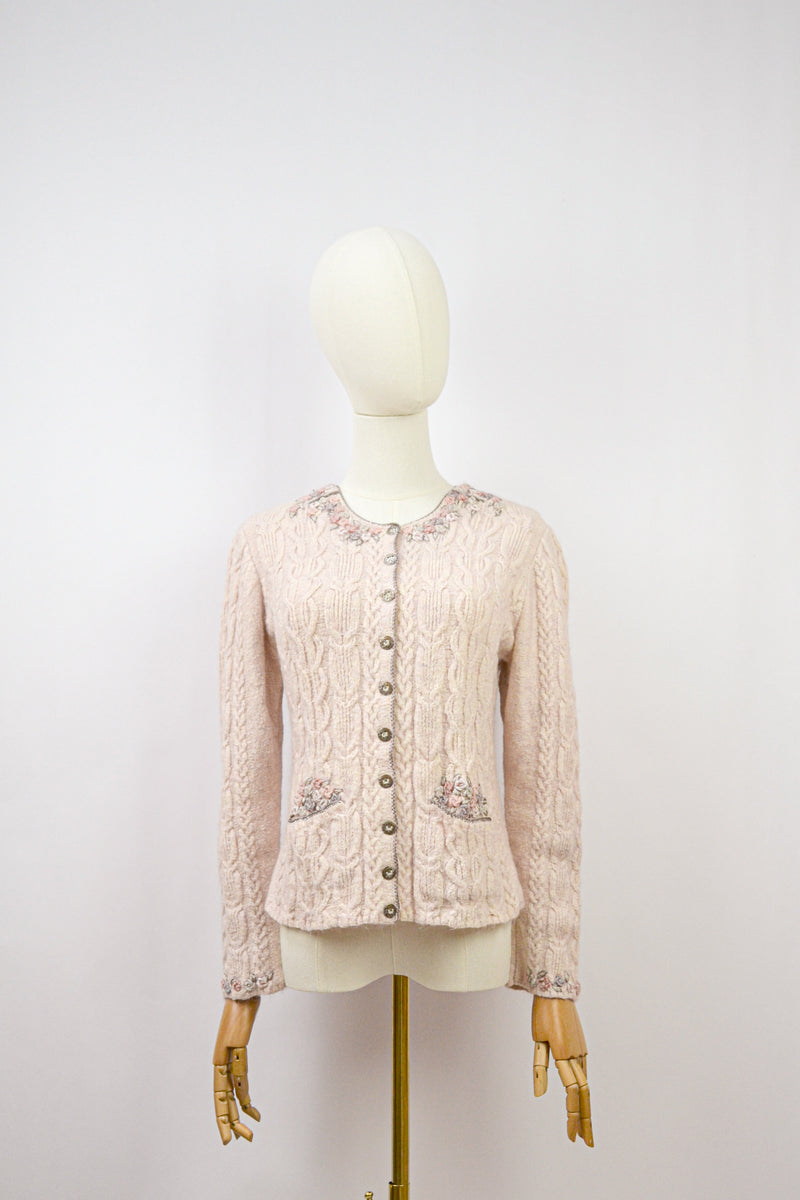 FREESIA - 1990s Vintage Wolkenstricker Embroidered Cardigan - Size S/M
