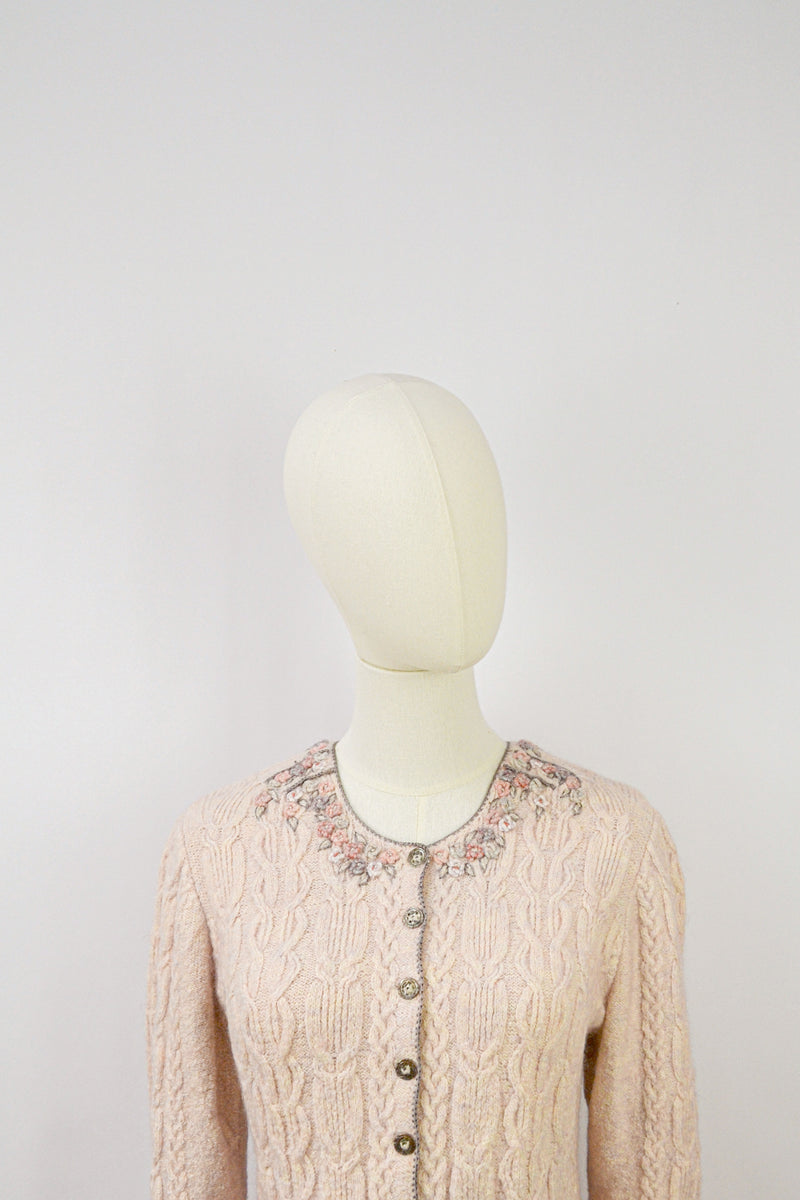 FREESIA - 1990s Vintage Wolkenstricker Embroidered Cardigan - Size S/M