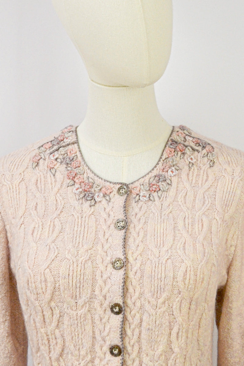FREESIA - 1990s Vintage Wolkenstricker Embroidered Cardigan - Size S/M