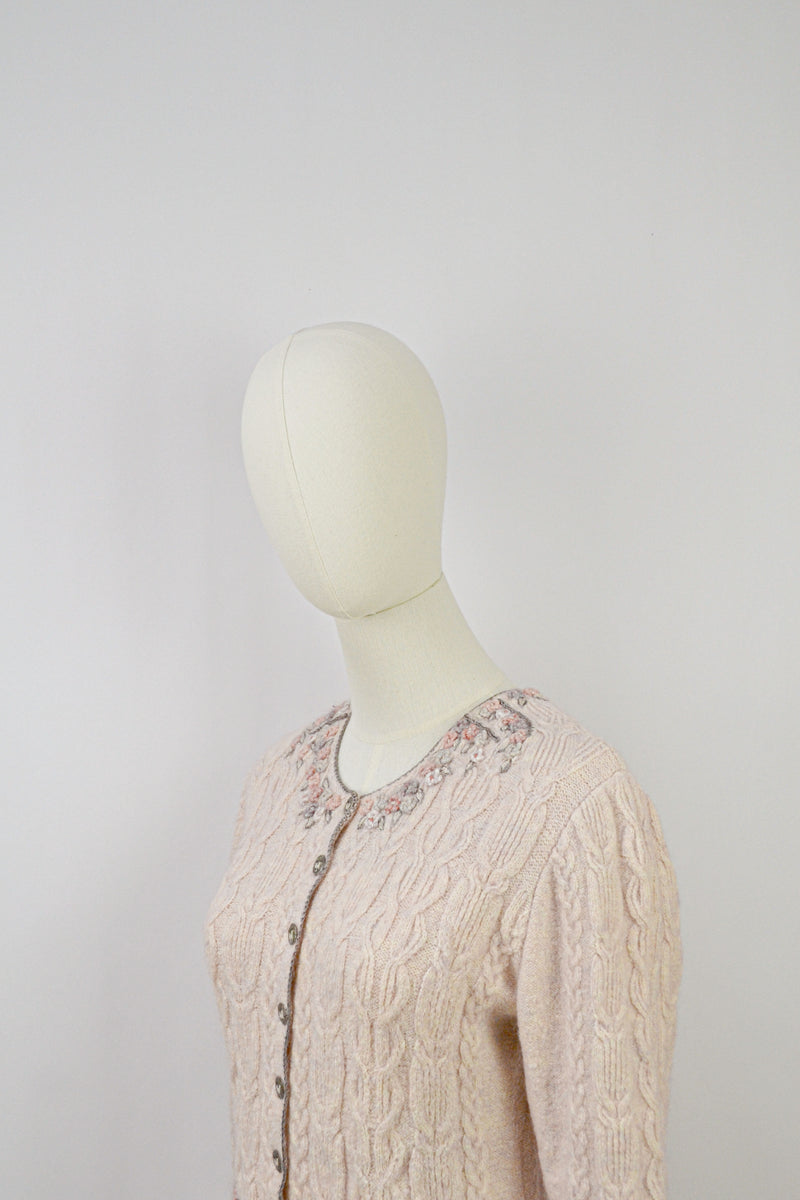 FREESIA - 1990s Vintage Wolkenstricker Embroidered Cardigan - Size S/M