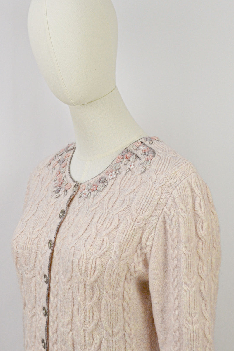 FREESIA - 1990s Vintage Wolkenstricker Embroidered Cardigan - Size S/M